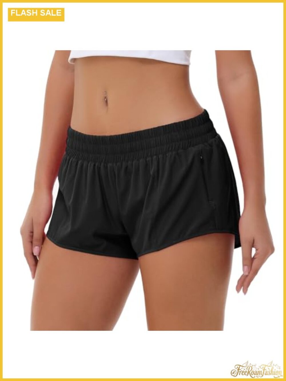Quick Dry Running Shorts with Zip Pocket and Liner for Women
